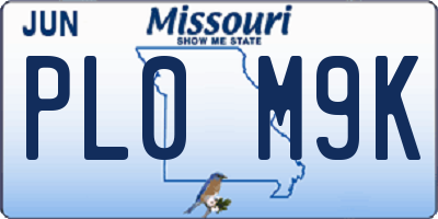 MO license plate PL0M9K