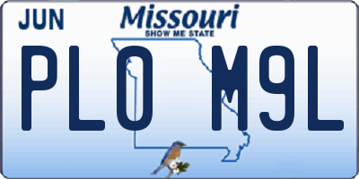 MO license plate PL0M9L