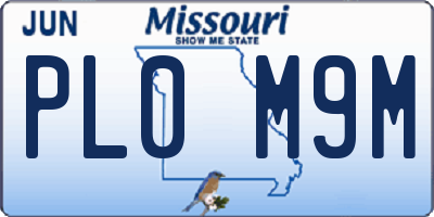 MO license plate PL0M9M