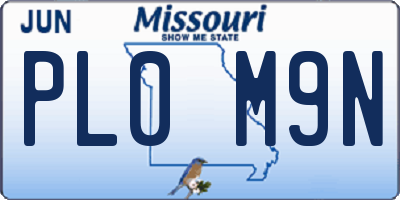 MO license plate PL0M9N