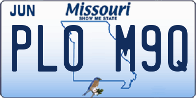 MO license plate PL0M9Q