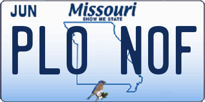 MO license plate PL0N0F