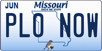 MO license plate PL0N0W