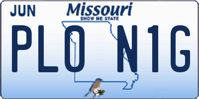 MO license plate PL0N1G