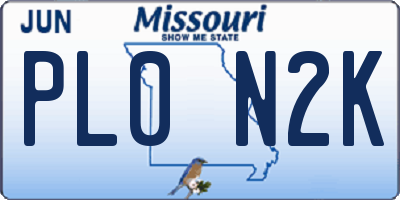 MO license plate PL0N2K