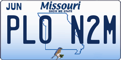 MO license plate PL0N2M