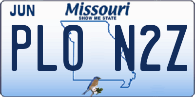 MO license plate PL0N2Z