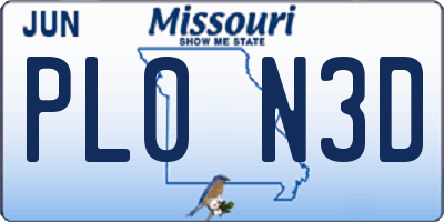 MO license plate PL0N3D
