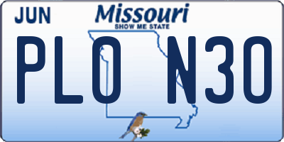 MO license plate PL0N3O