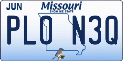 MO license plate PL0N3Q