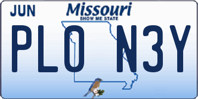 MO license plate PL0N3Y