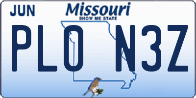 MO license plate PL0N3Z