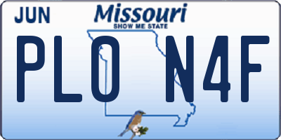 MO license plate PL0N4F