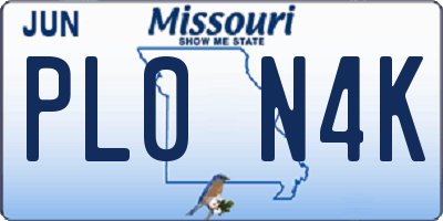 MO license plate PL0N4K
