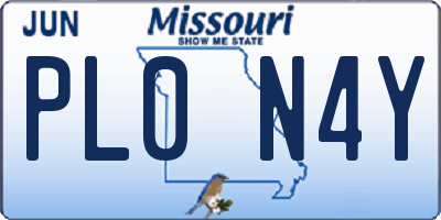 MO license plate PL0N4Y