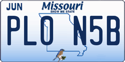 MO license plate PL0N5B
