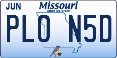 MO license plate PL0N5D