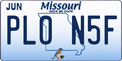 MO license plate PL0N5F