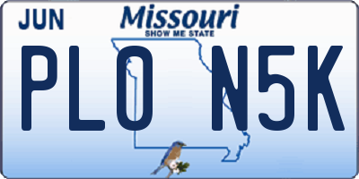 MO license plate PL0N5K