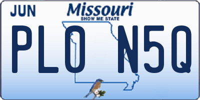 MO license plate PL0N5Q