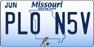 MO license plate PL0N5V