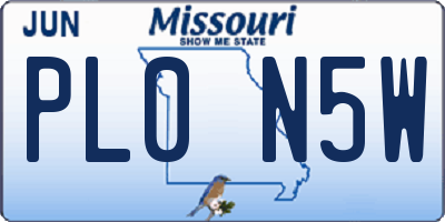 MO license plate PL0N5W