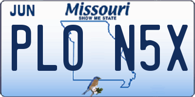 MO license plate PL0N5X