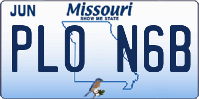 MO license plate PL0N6B