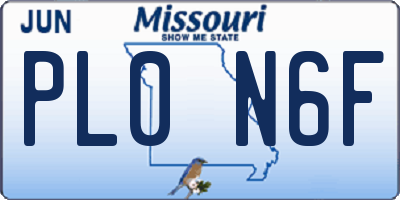 MO license plate PL0N6F