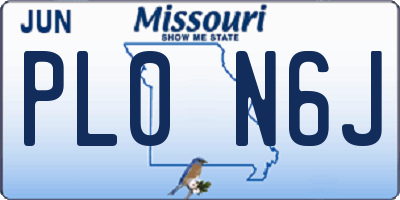 MO license plate PL0N6J