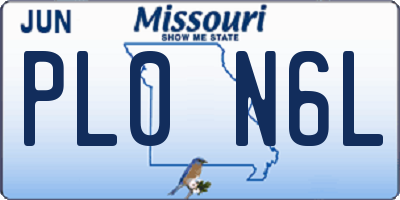 MO license plate PL0N6L