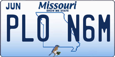 MO license plate PL0N6M