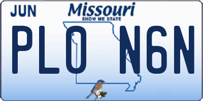 MO license plate PL0N6N