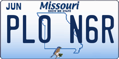 MO license plate PL0N6R