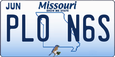 MO license plate PL0N6S