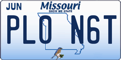 MO license plate PL0N6T