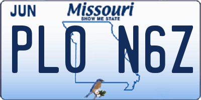 MO license plate PL0N6Z