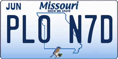 MO license plate PL0N7D