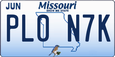 MO license plate PL0N7K