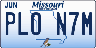 MO license plate PL0N7M