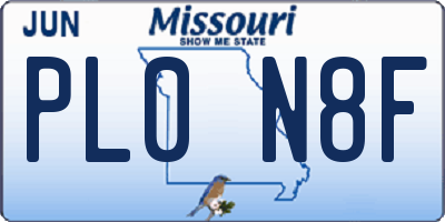 MO license plate PL0N8F