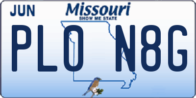 MO license plate PL0N8G