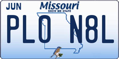 MO license plate PL0N8L