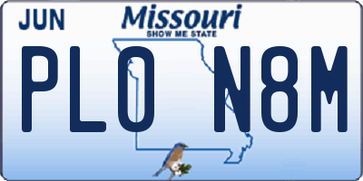 MO license plate PL0N8M
