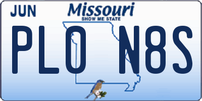 MO license plate PL0N8S