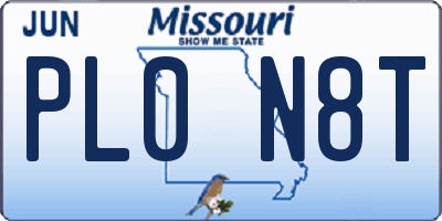 MO license plate PL0N8T