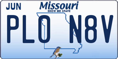 MO license plate PL0N8V