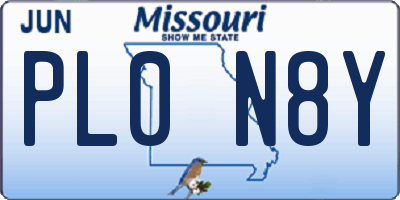 MO license plate PL0N8Y
