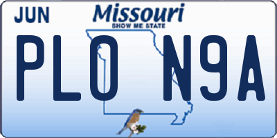 MO license plate PL0N9A