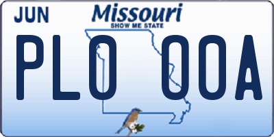 MO license plate PL0O0A